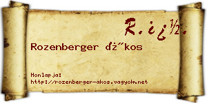 Rozenberger Ákos névjegykártya